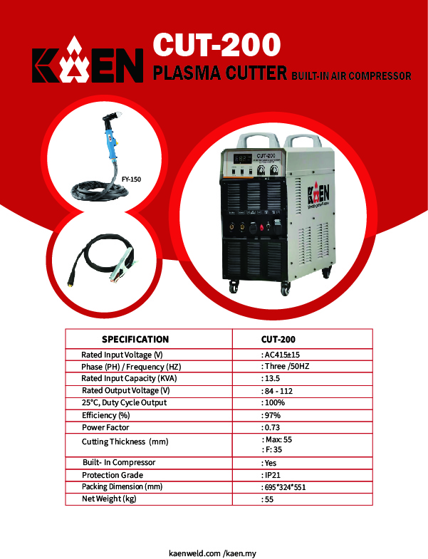 KAEN CUT-200 Plasma Cutter with built in Compressor - Image 2
