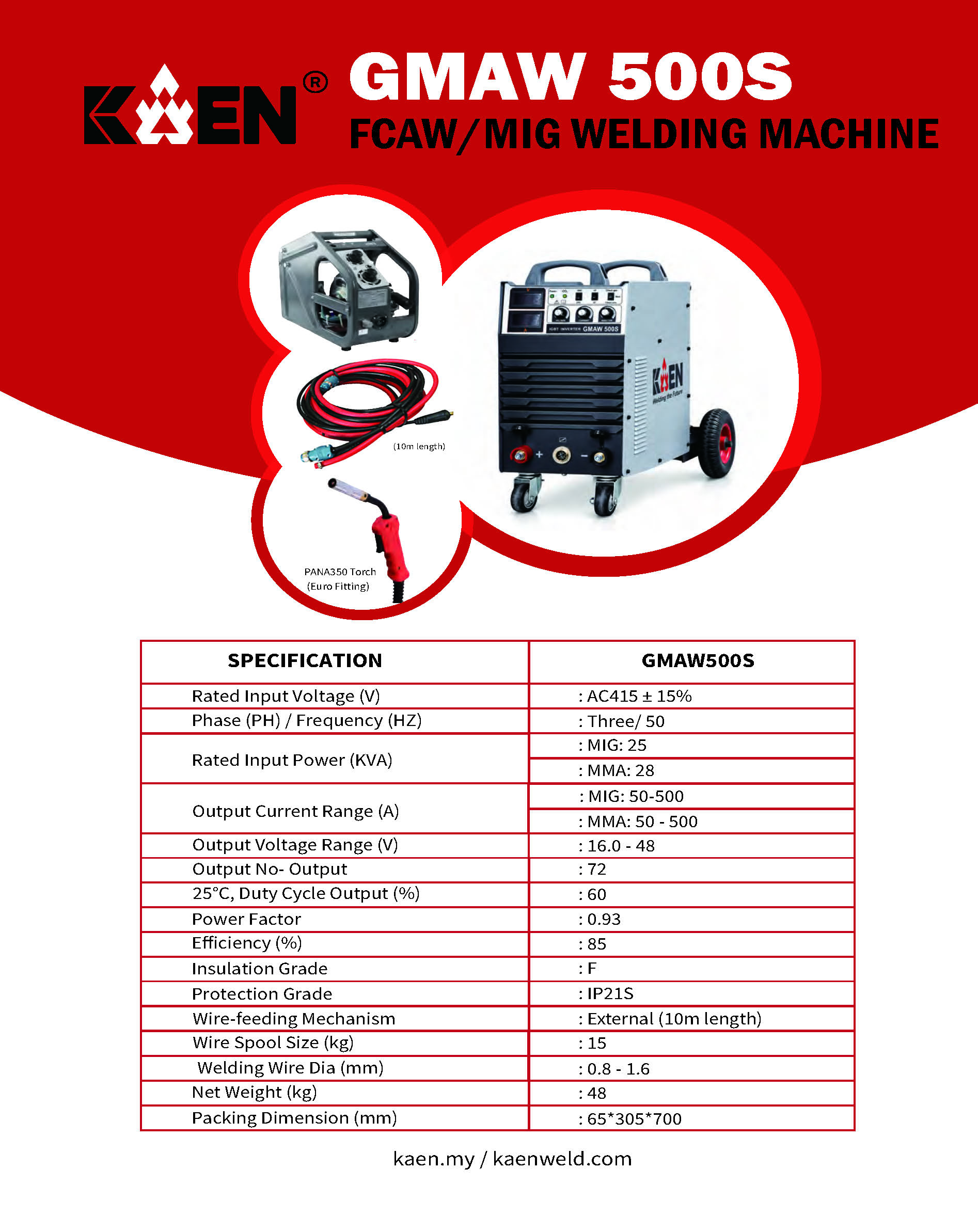 KAEN GMAW500S FCAW/ MIG Welding Machine - Image 2